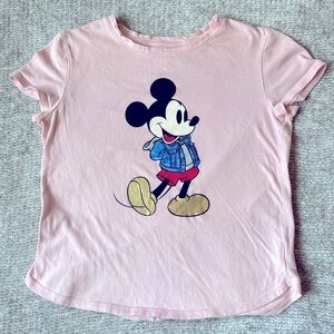 Gap x Disney Mickey Mouse tee, Pink, Graphic T-Shirt, Denim Jacket, 100% Cotton